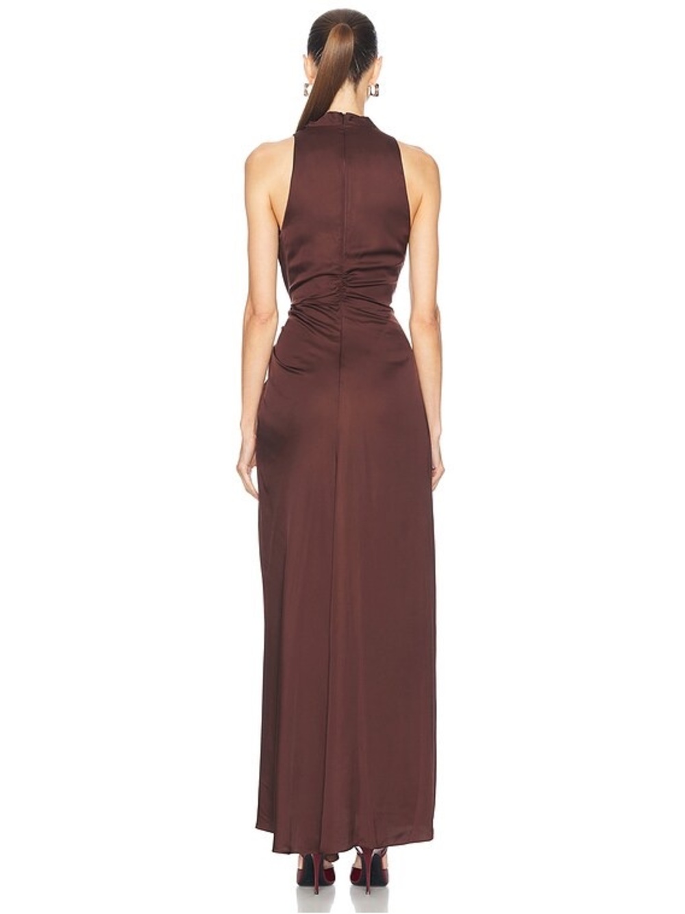 A.L.C. Chocolate Brown Sleeveless Maxi Dress with Gathered Side Detail - Picture 2 of 3